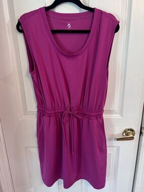 Lou & Grey Sleeveless Drawstring Mini Dress in Magenta